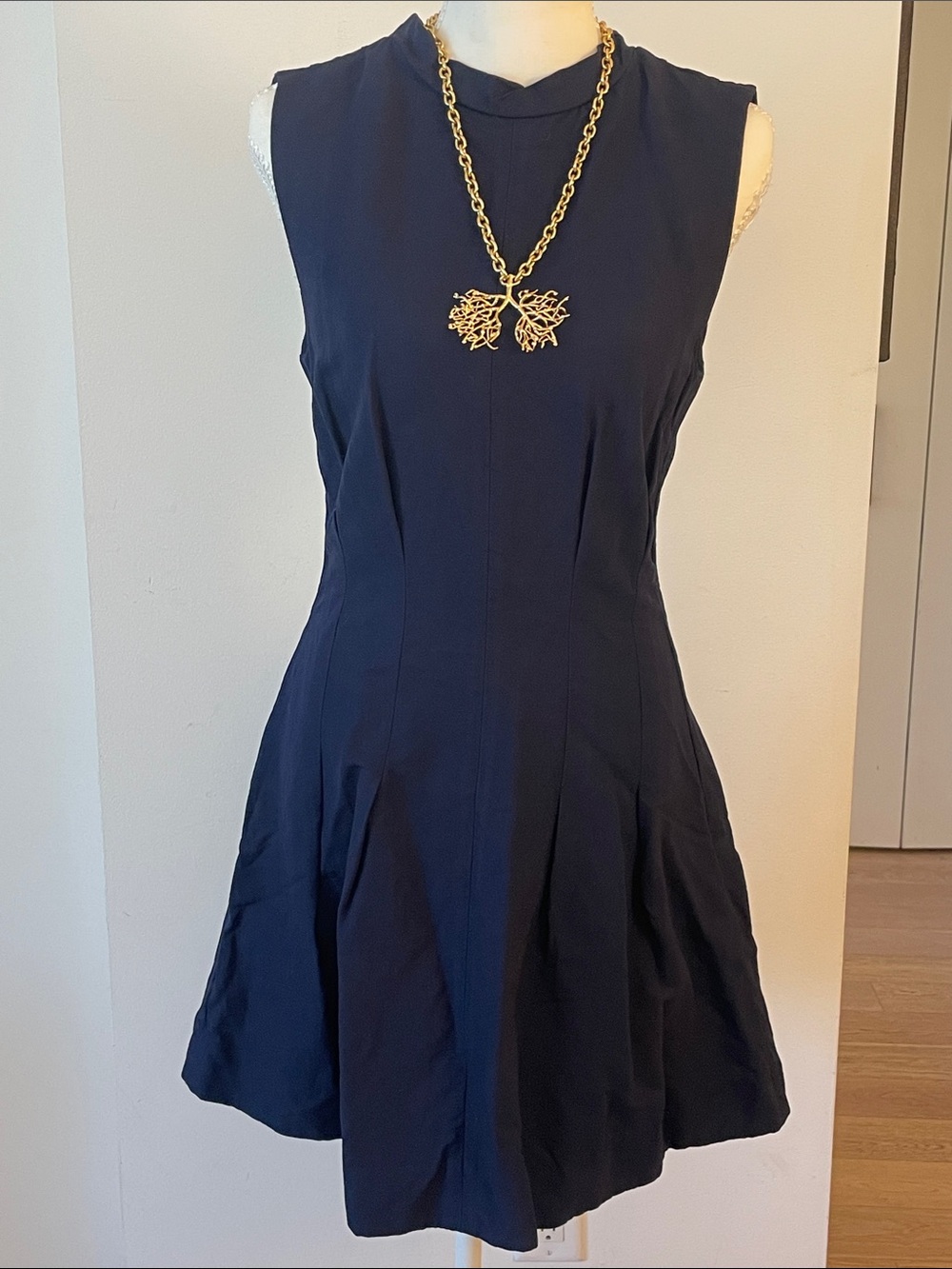 Marni Navy Open Back Fit & Flare Dress Sleeveless A-Line Mini EU 38
